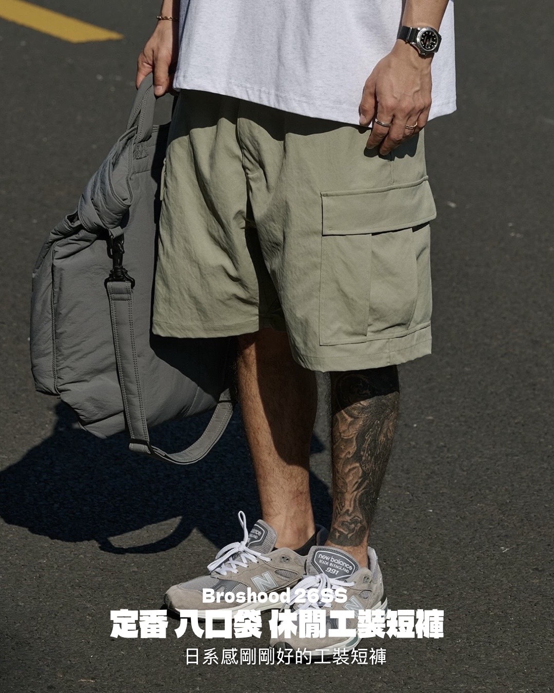 #預購 Broshood 26SS 日系寬鬆 品牌 經典 定番 八口袋 休閒工裝短褲 五分褲 三色