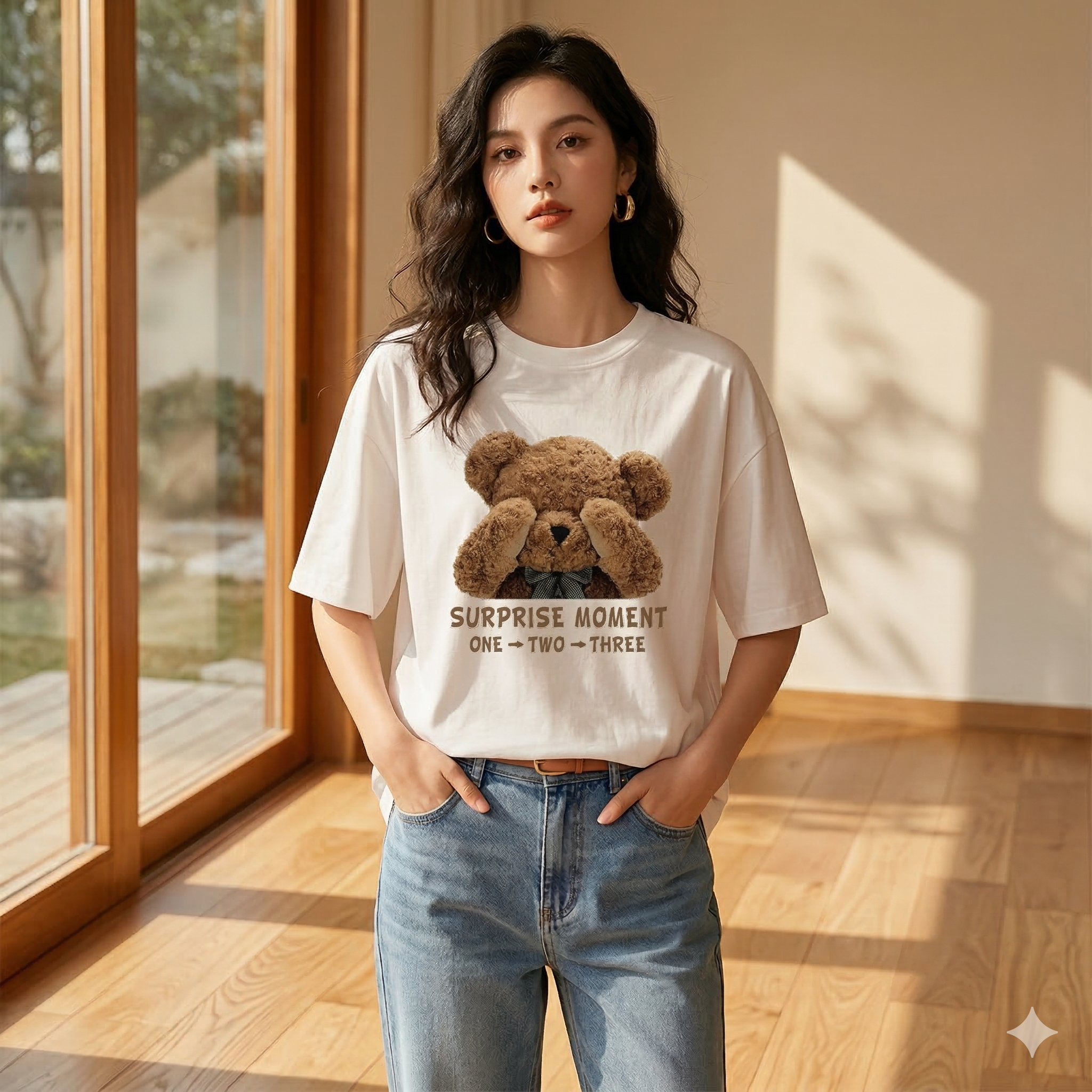 【ASister 小姊姊】AS1349#純棉上衣☆*123遮眼熊*中長版短袖T恤(10色 S-3XL)