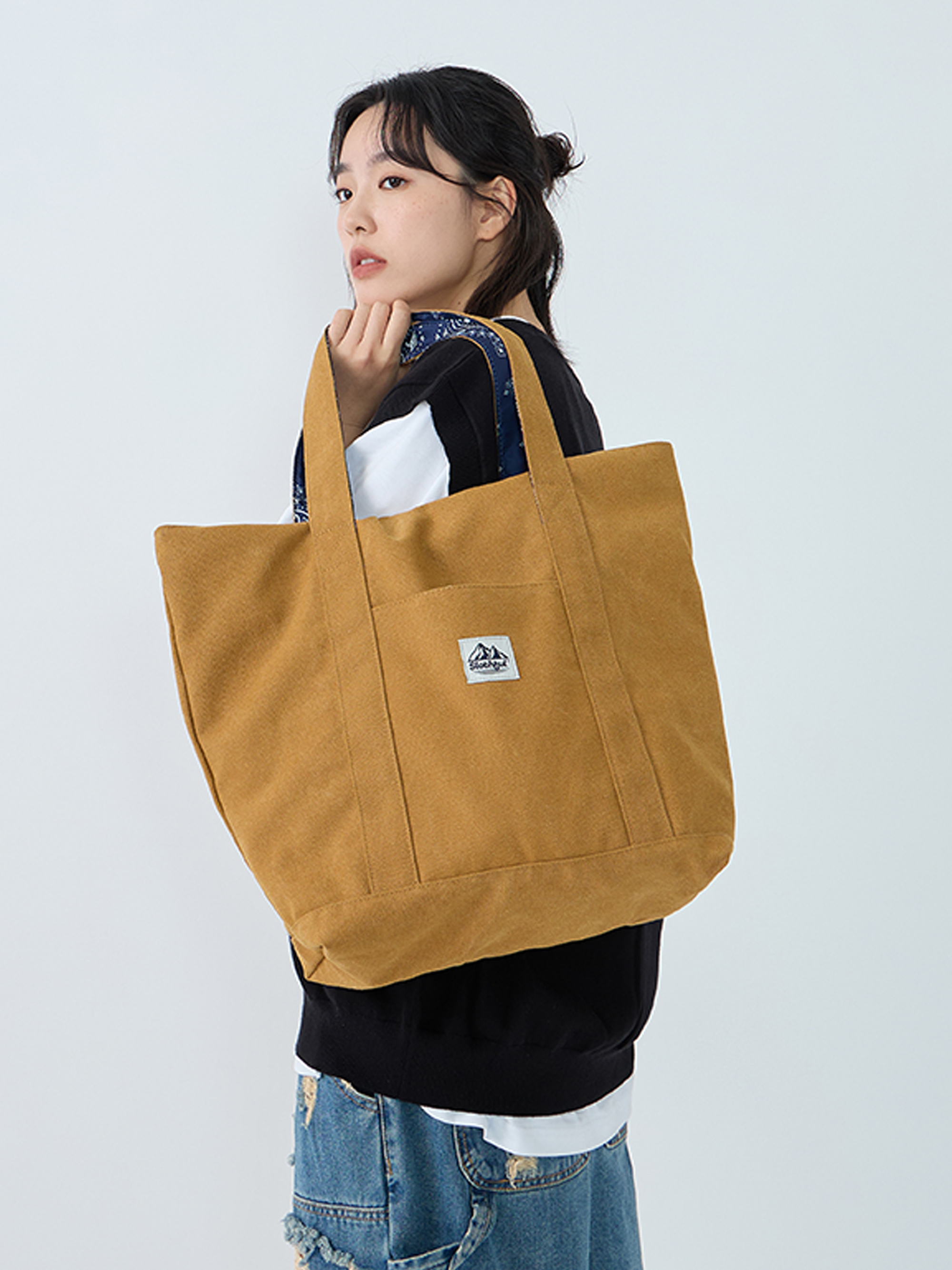 雙面變形蟲緹花托特包