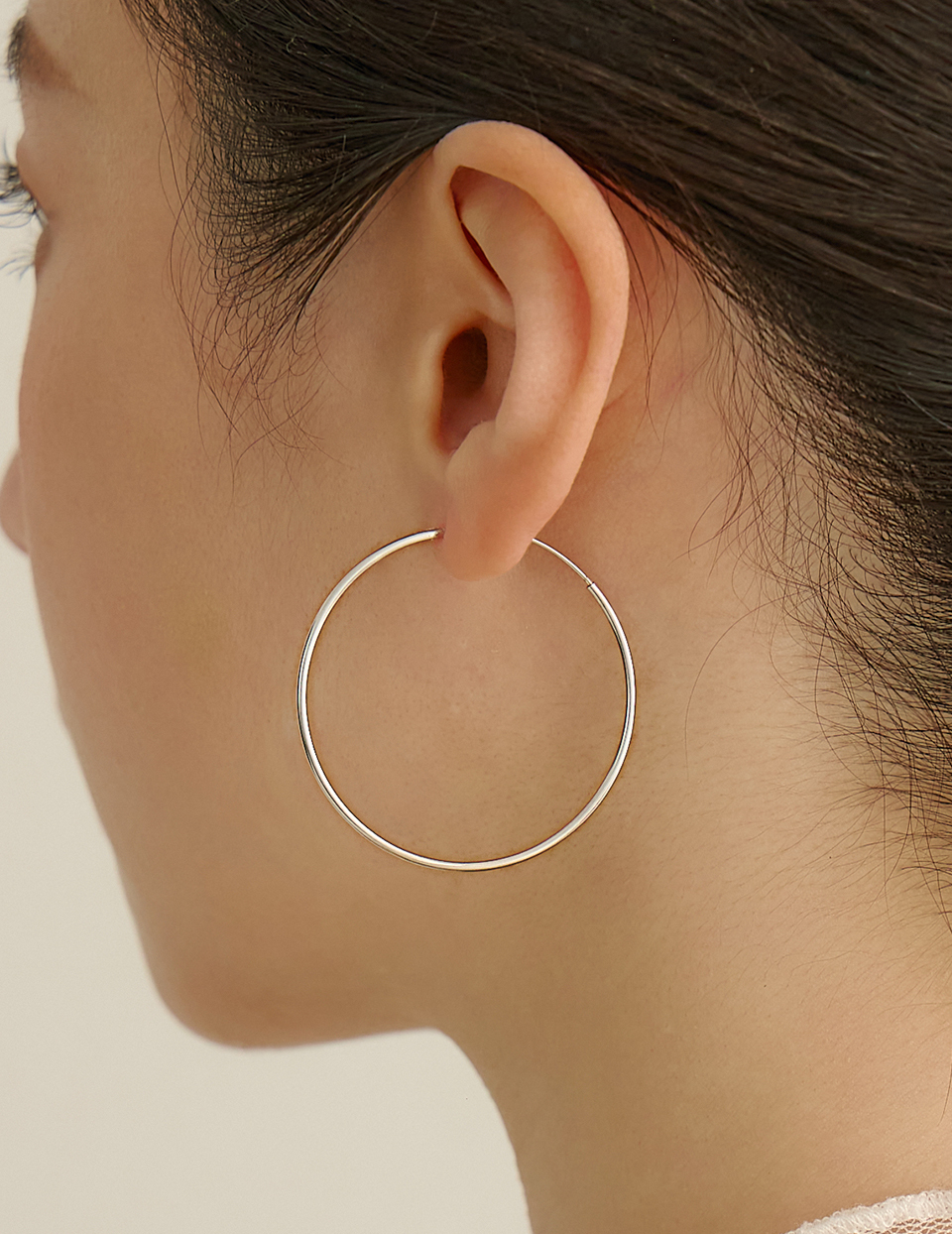 【925純銀】日常圈圈耳環。銀針耳環(L)