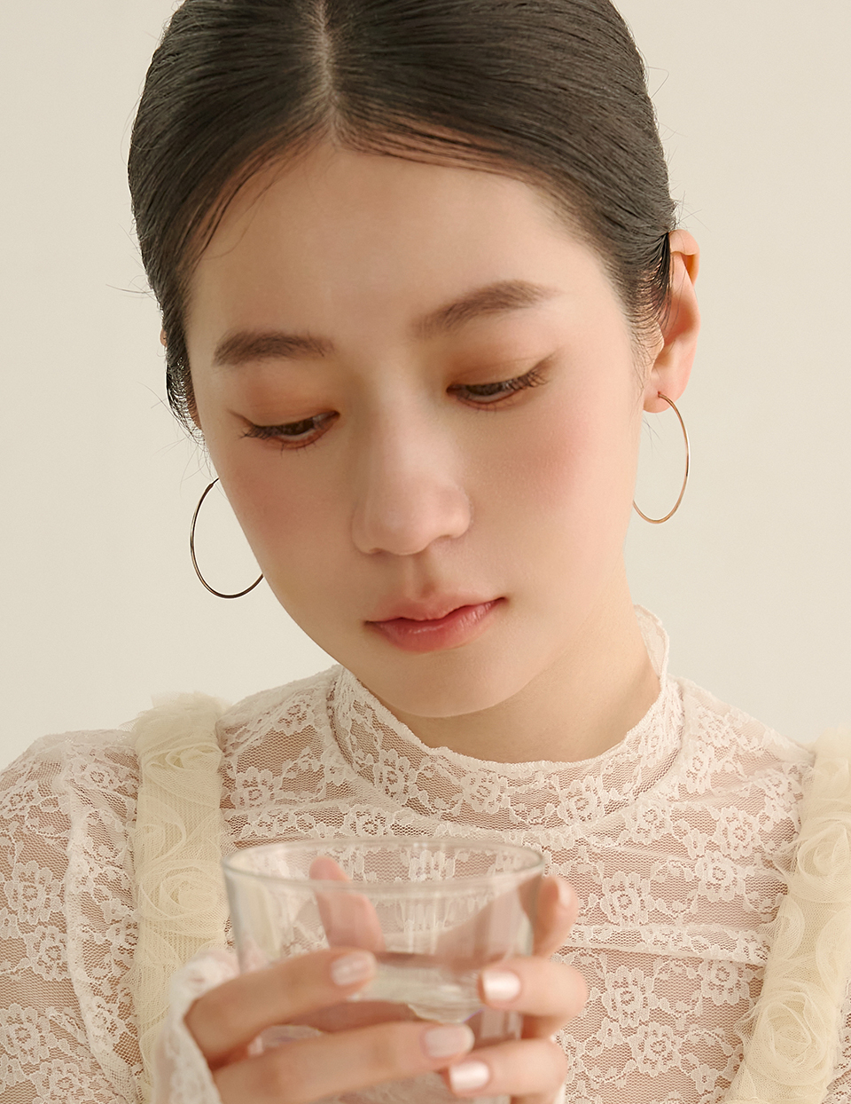 【925純銀】日常圈圈耳環。銀針耳環(L)