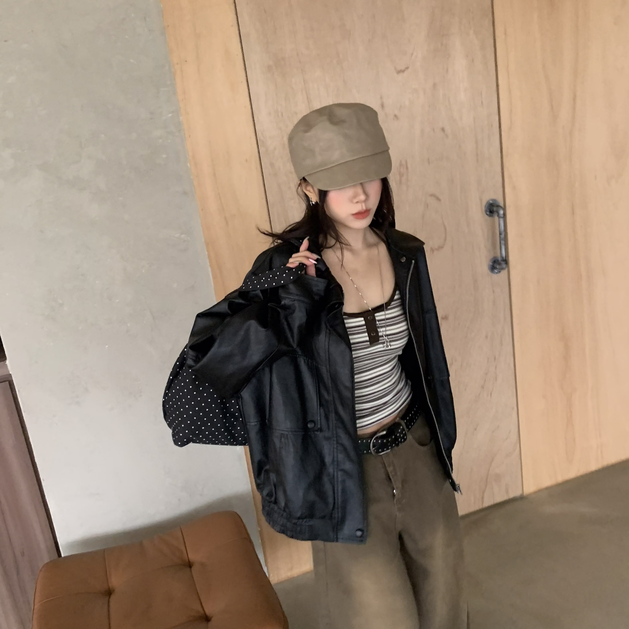 ISA_時髦博主  Sweet & Tough機車皮夾克_63029