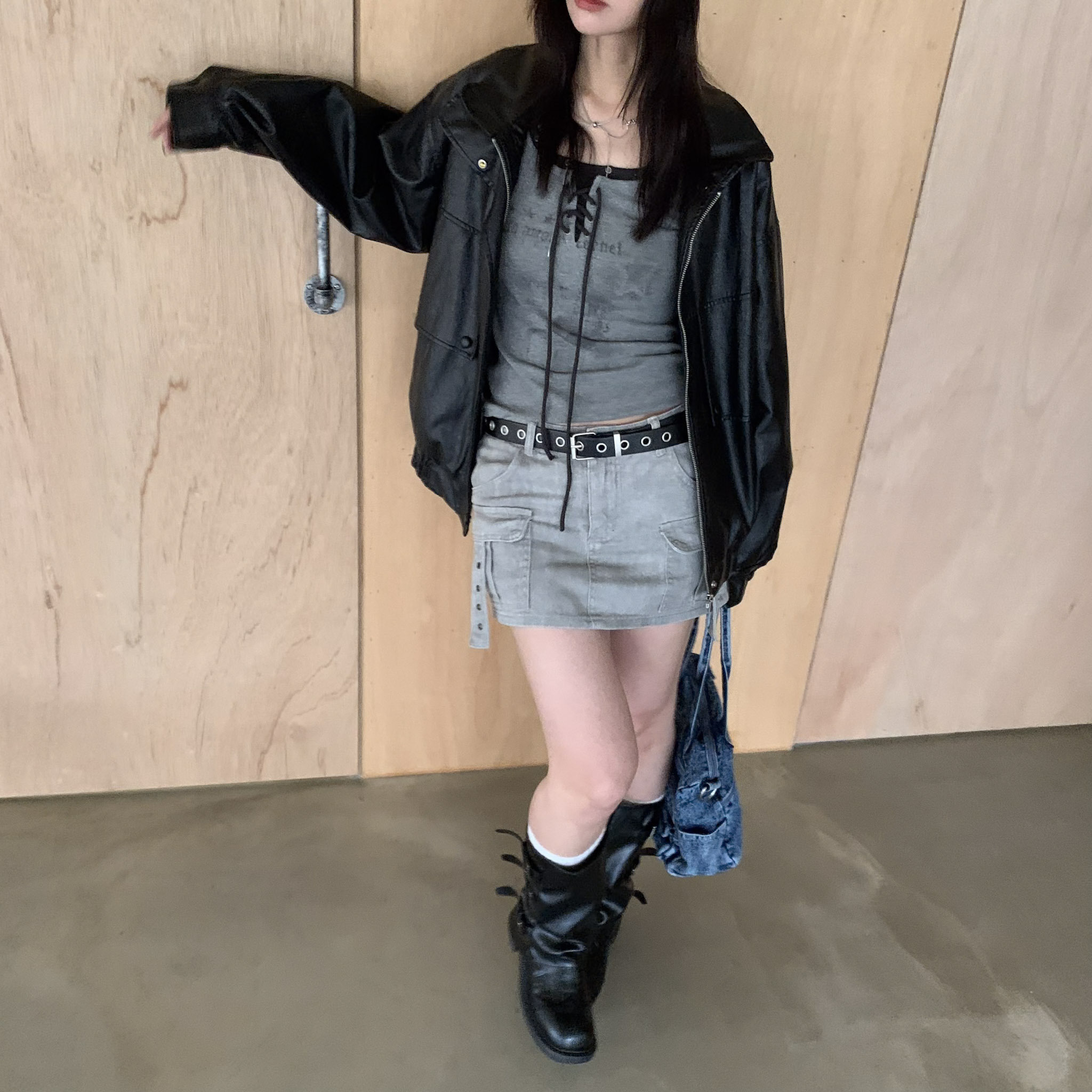 ISA_時髦博主  Sweet & Tough機車皮夾克_63029