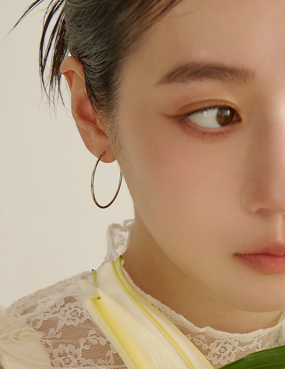 【925純銀】日常圈圈耳環。銀針耳環(M)