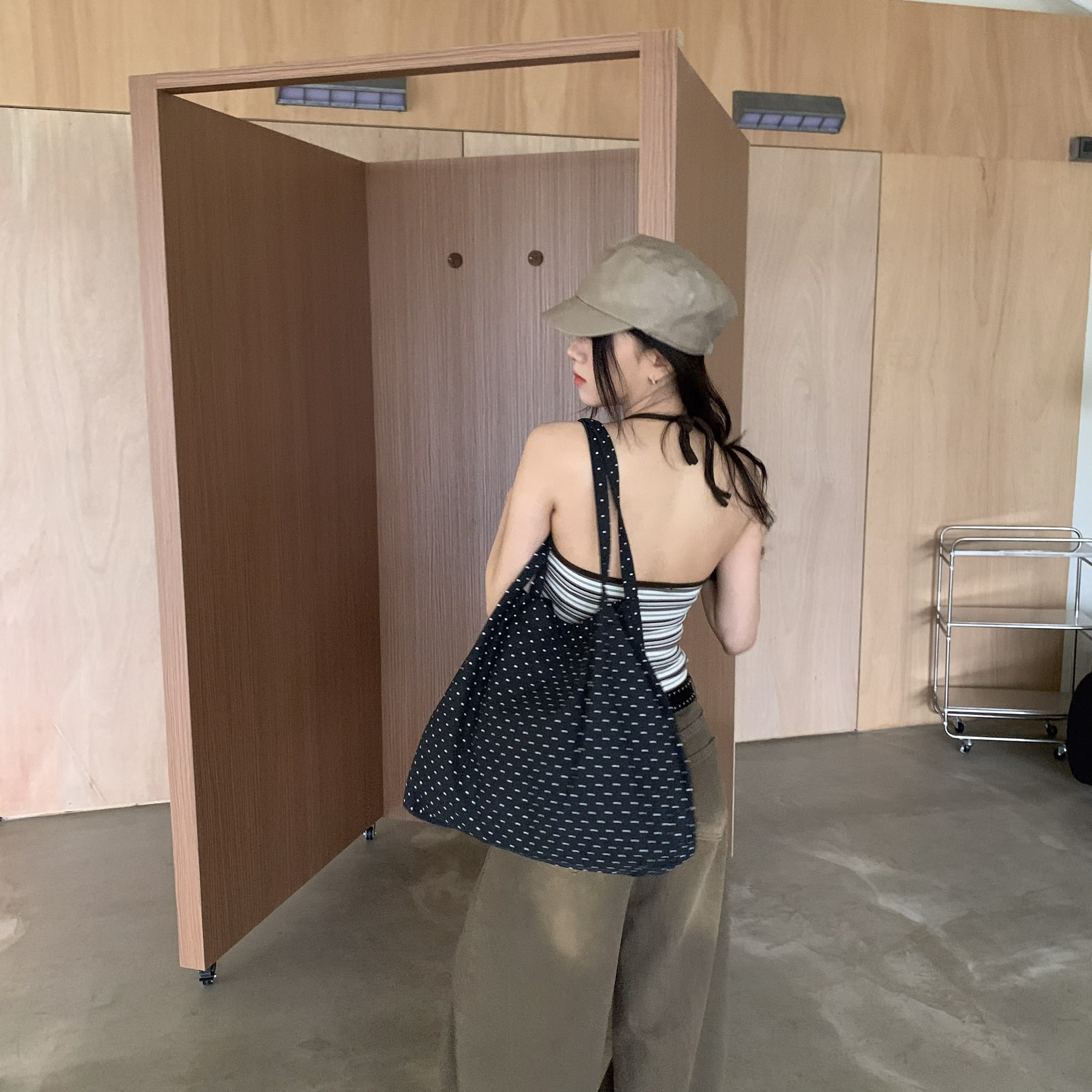 ISA_大容量不失時髦! 可可愛愛波點控帆布包_63005