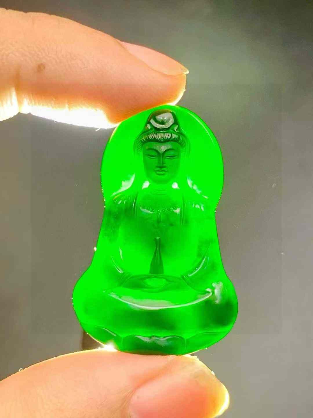 翡翠墨翠立體觀音,天然翡翠A玉, 緬甸玉, Jade, Jadeite