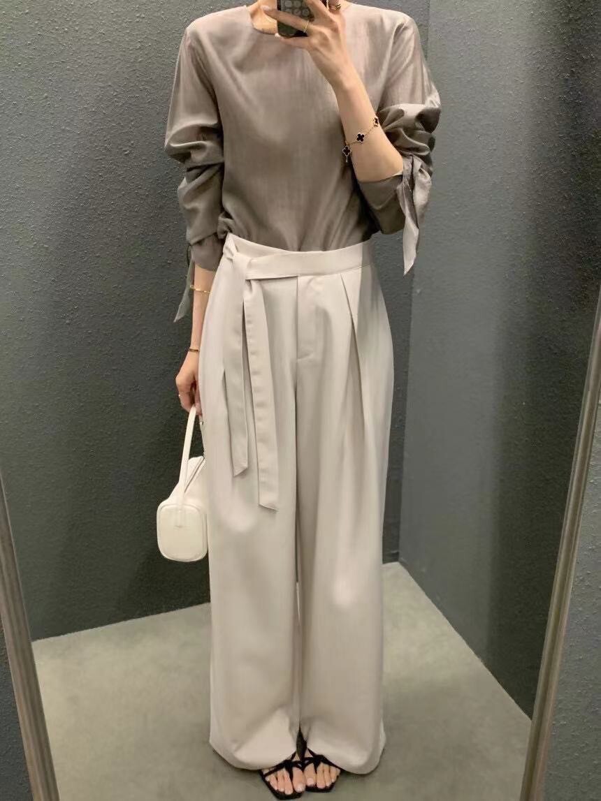 0161-側綁帶打摺西裝長褲