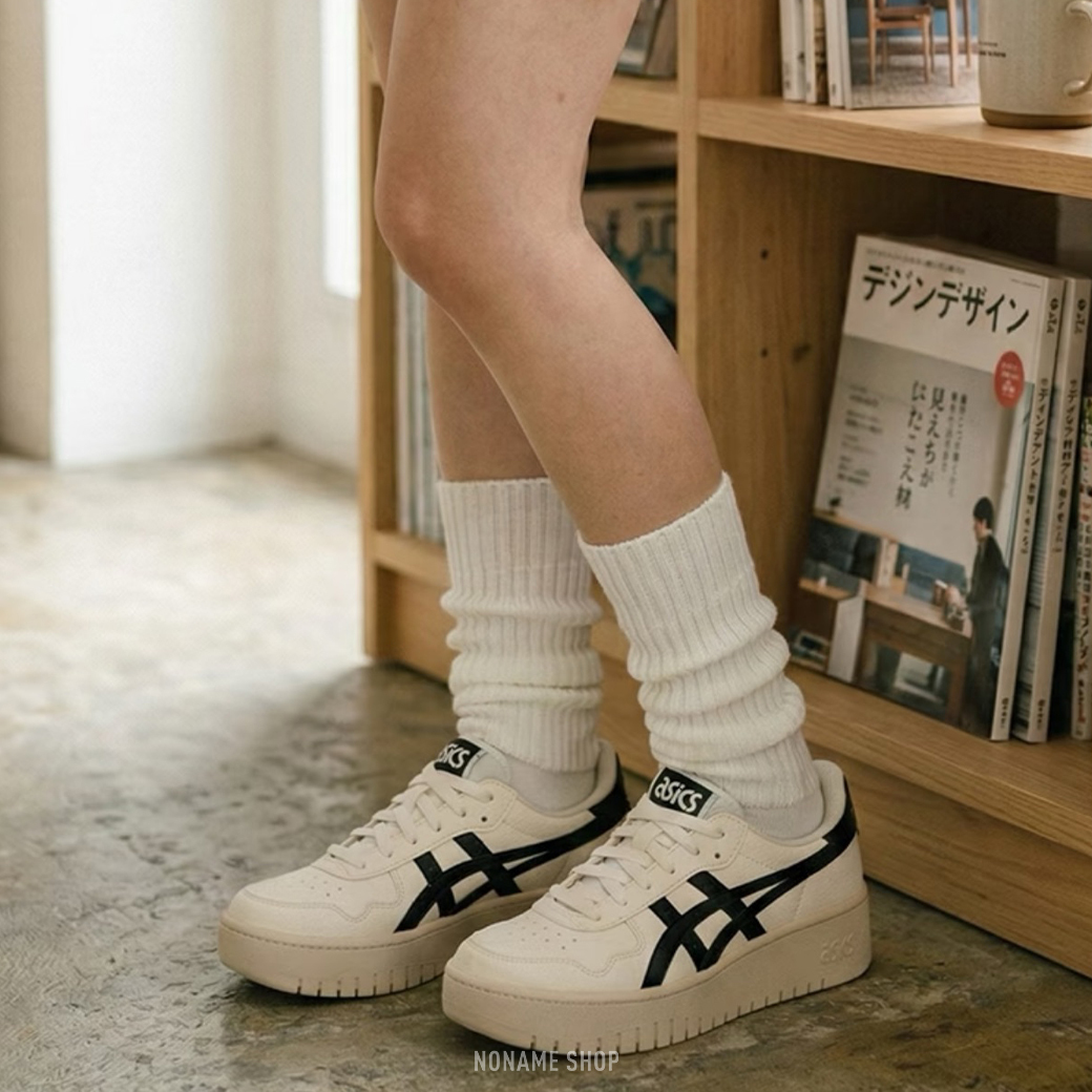 ASICS JAPAN S PE 經典 厚底 板鞋 米白黑 (女款)