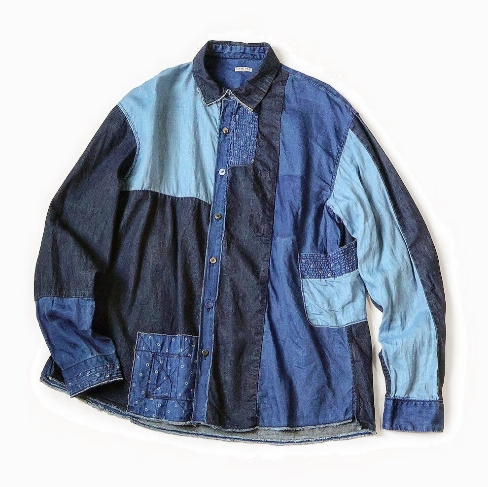 KAPITAL Cotton x Linen INDIGO PATCHWORK Kathmandu SHIRT - PRE ORDER ITEM (預訂中)