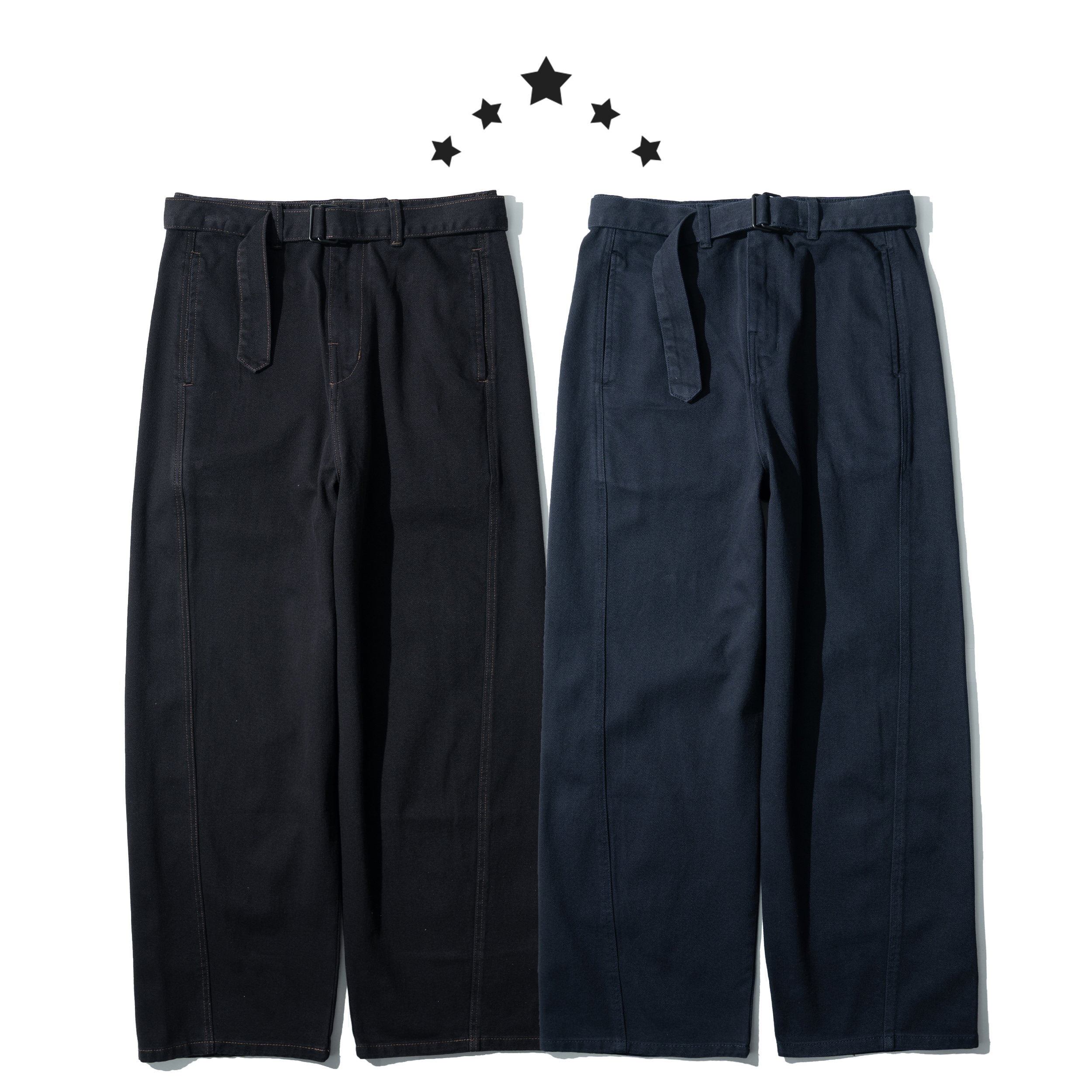 Wide Leg Belt Denim Pants 腰帶 闊腿 牛仔長褲 [S0108]