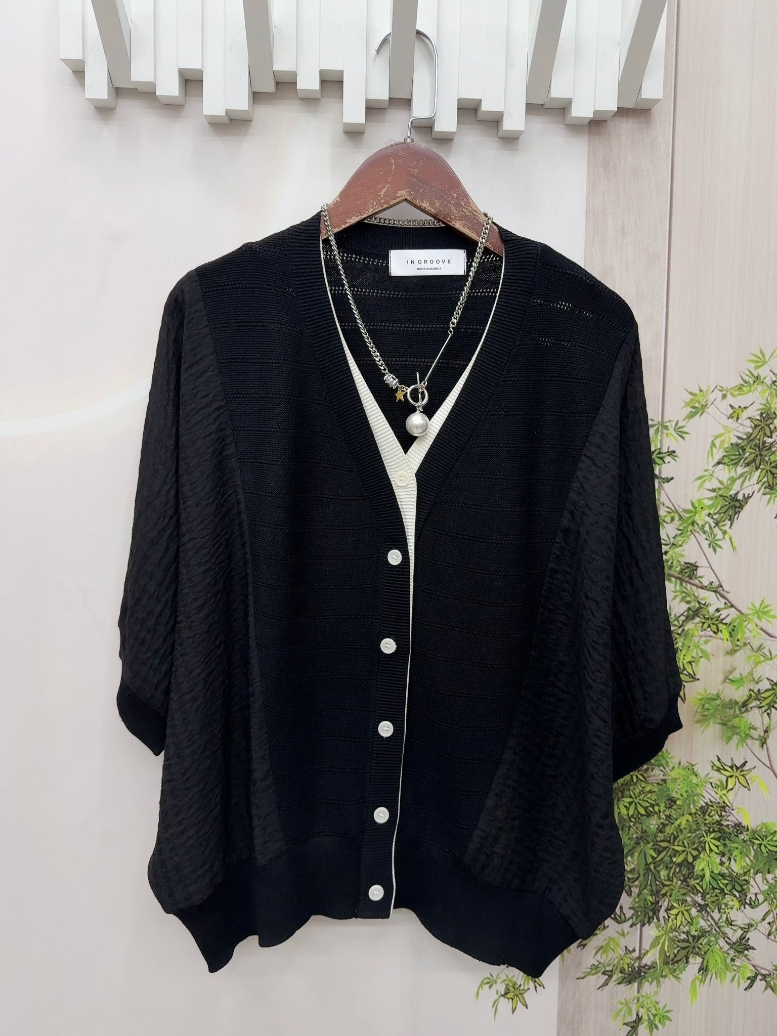 INGROOVE 薄料拼針織top ~150X