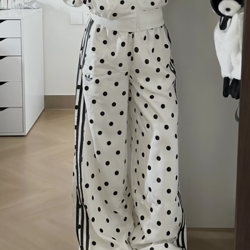 ADIDAS ORIGINALS SATIN POLKA DOTS WIDE LEG PANT 緞面波點 運動褲 寬褲 長褲 落地褲 女款 KV1168 KV1169 / 預購