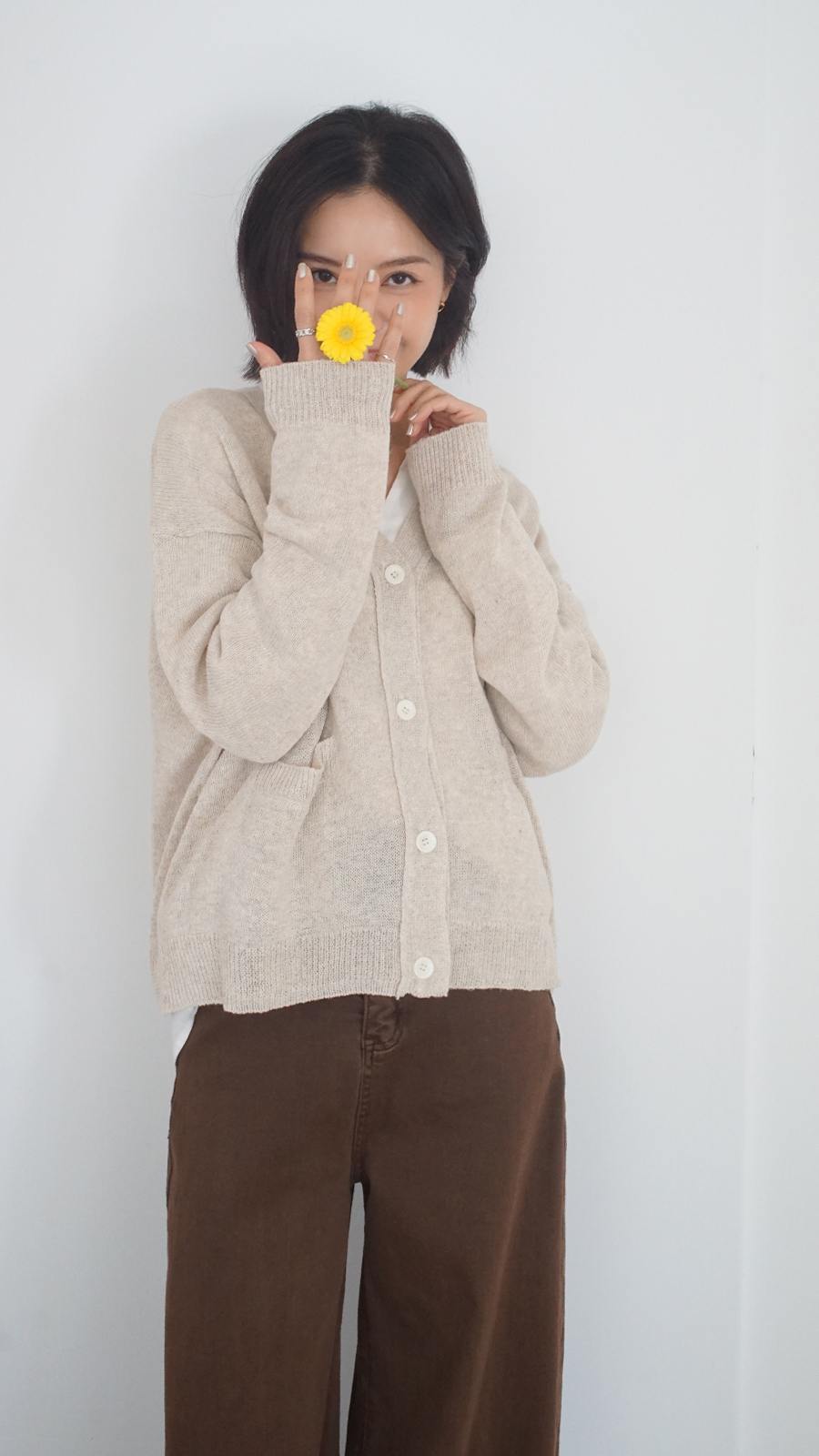 Ｖ領針織薄外套