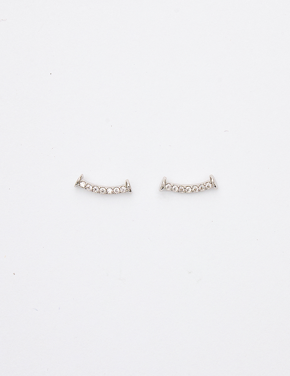 【925純銀】迷你弧形。銀針耳環(銀)