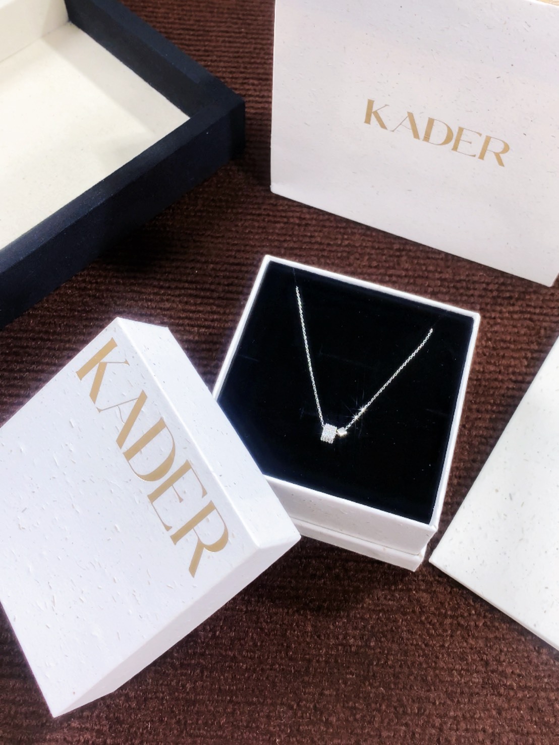 KADER 鑲鑽 小方糖 925銀 項鍊