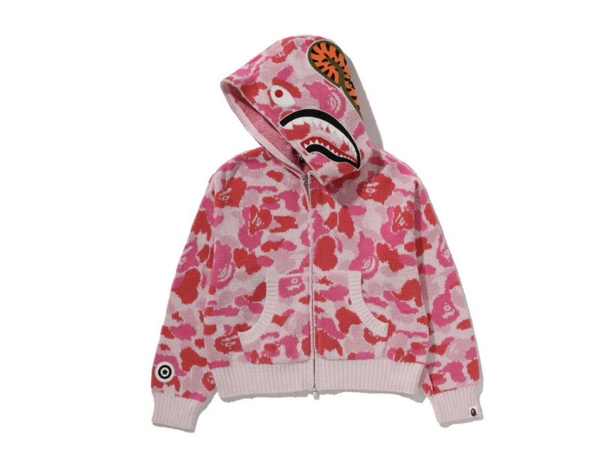 【BAPE女生】0314 發售 ABC CAMO TOWEL JACQUARD SHARK CROPPED FULL ZIP HOODIE