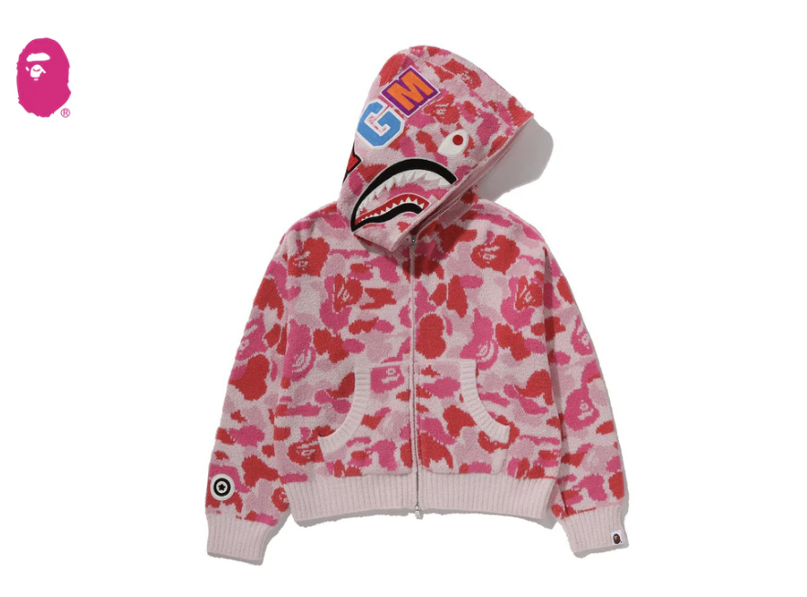 【BAPE女生】0314 發售 ABC CAMO TOWEL JACQUARD SHARK CROPPED FULL ZIP HOODIE