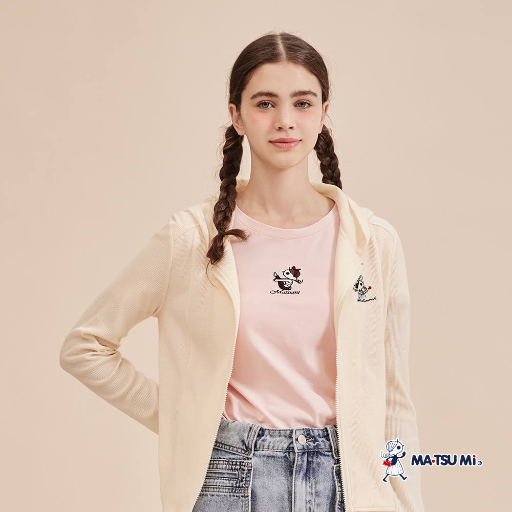 MA‧TSU Mi 日常百搭簡約瑪娃瑜珈造型短袖上衣(白.粉)