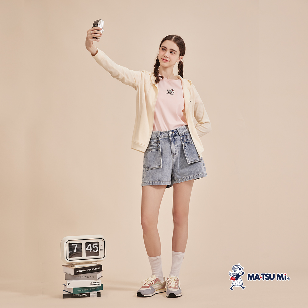 MA‧TSU Mi 日常百搭簡約瑪娃瑜珈造型短袖上衣(白.粉)