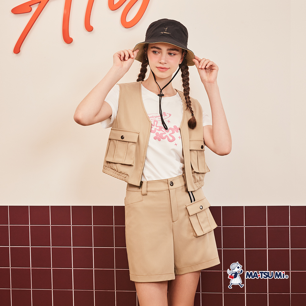 MA‧TSU Mi 元氣簡約撞色立體發泡印花短袖上衣(白.草綠)