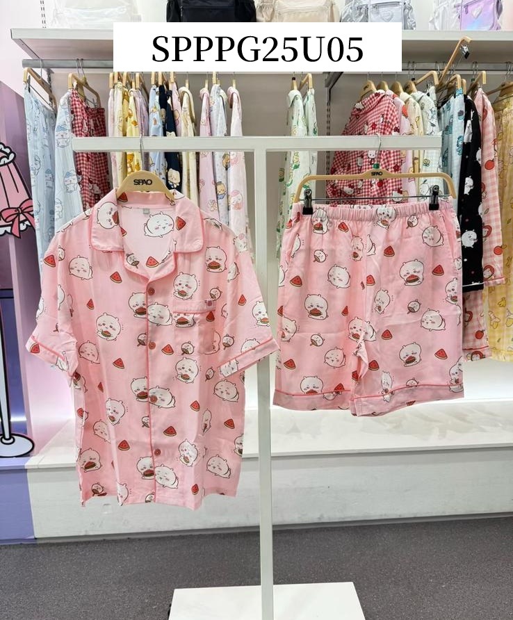 SP02 （睡衣一set  ） S:胸38 長26 腰24 -40HIP40 長19 M:胸41 長26.5 腰26 -41HIP42 長19 L:胸42 長27 腰28 -42HIP44 長19.5 XL:胸44 長28 腰30 -43HIP46 長20 XXL:胸46 長29 腰32 -44HIP48 長20 $199