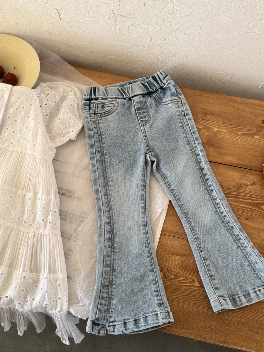 微彈力九分牛仔喇叭褲