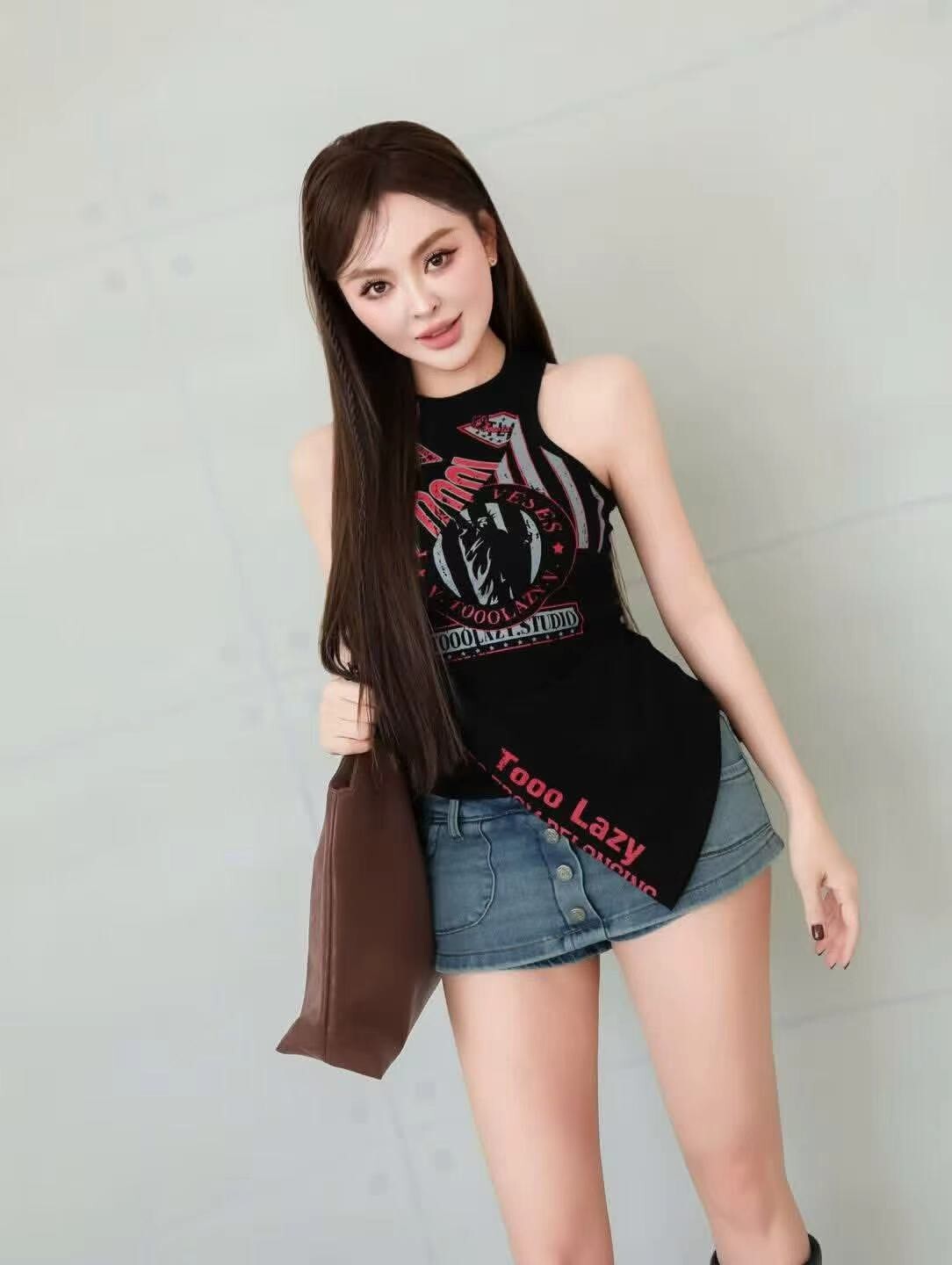 繞脖不規則背心