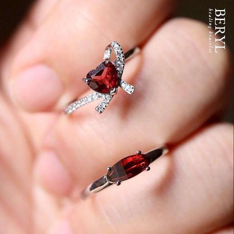 莫三比克天然石榴石純銀戒