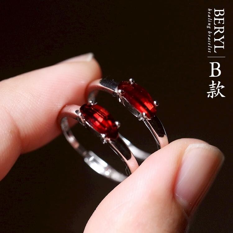 莫三比克天然石榴石純銀戒