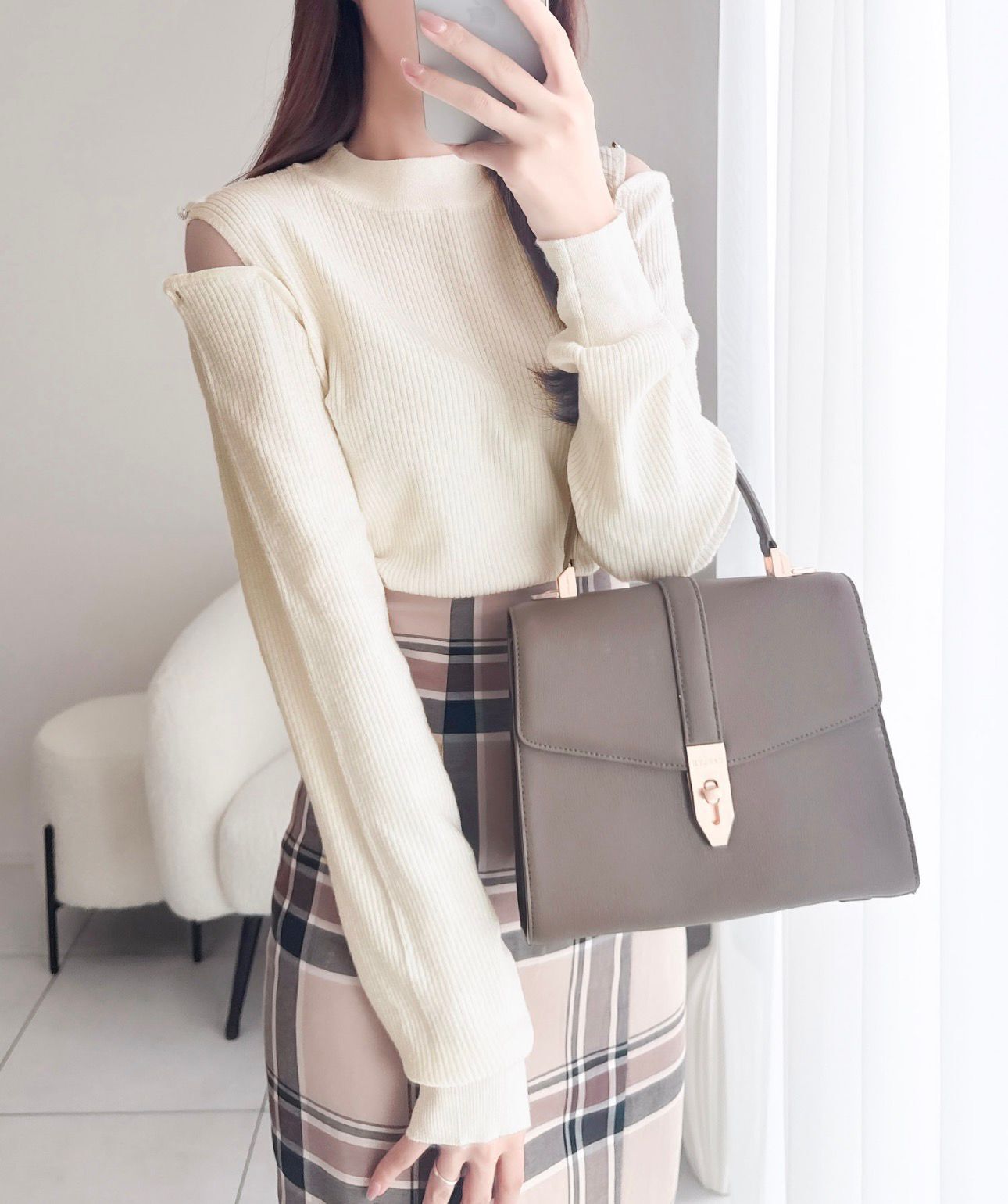 【預購】JN031308 mily bilet 2WAY 開肩羅紋針織上衣