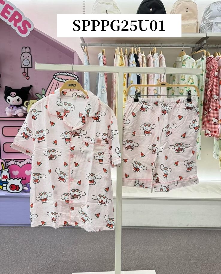 SP11  （睡衣一set  ） S:胸38 長26 腰24 -40HIP40 長19 M:胸41 長26.5 腰26 -41HIP42 長19 L:胸42 長27 腰28 -42HIP44 長19.5 XL:胸44 長28 腰30 -43HIP46 長20 XXL:胸46 長29 腰32 -44HIP48 長20 $199