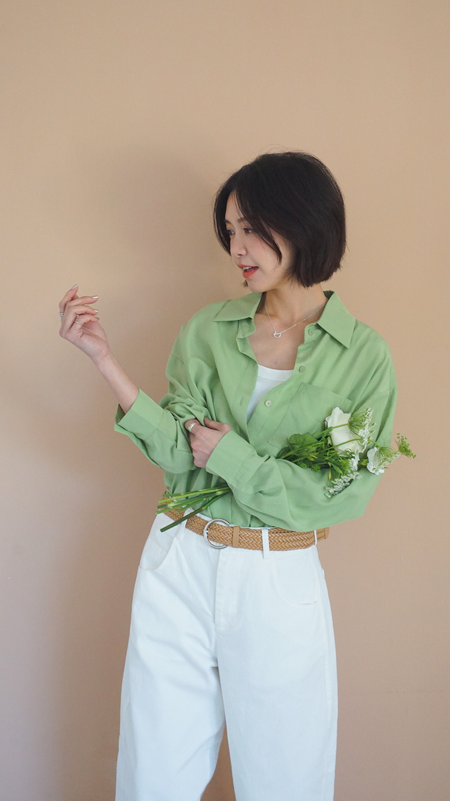 後開衩兩件式襯衫