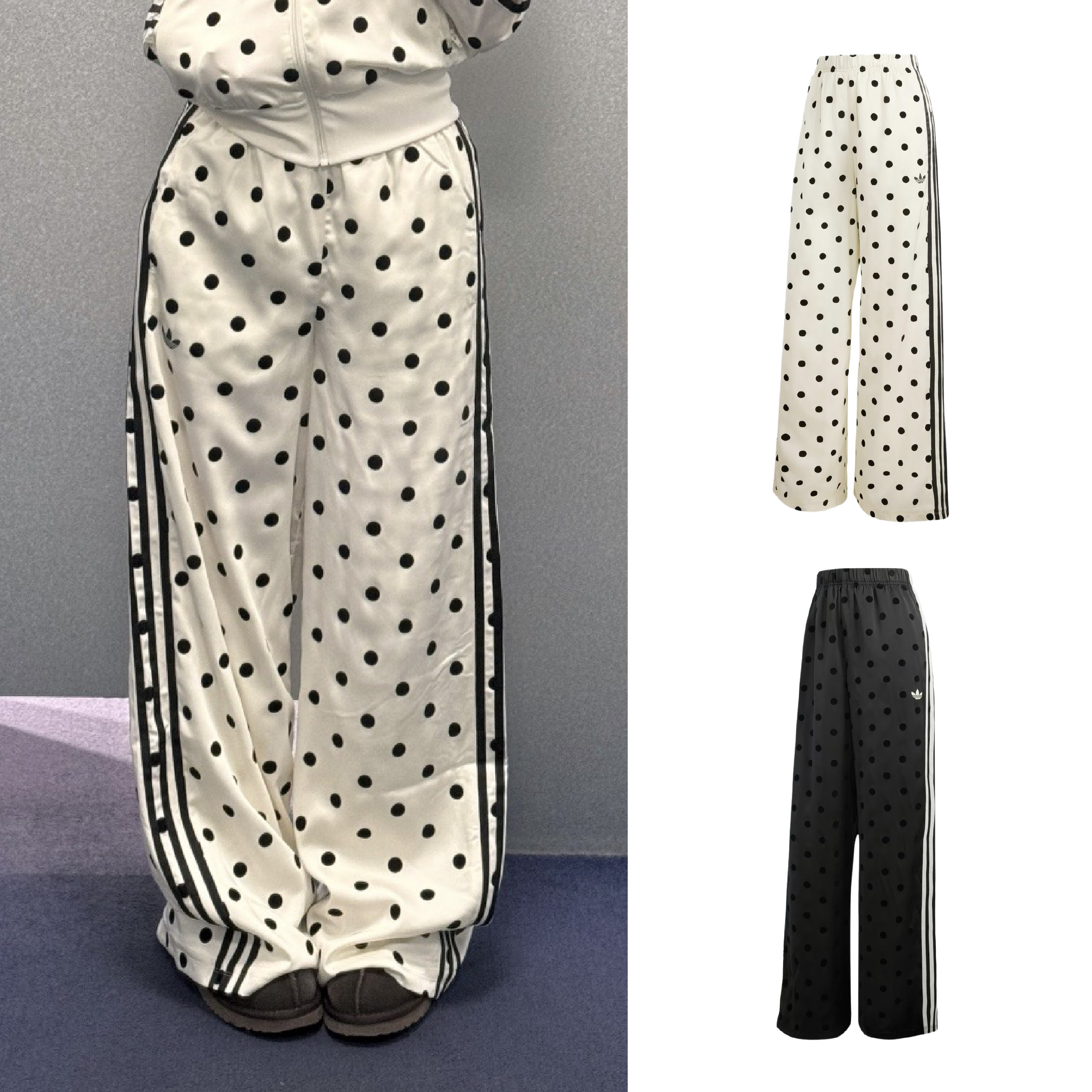 ADIDAS ORIGINALS SATIN POLKA DOTS WIDE LEG PANT 緞面波點 運動褲 寬褲 長褲 落地褲 女款 KV1168 KV1169 / 預購