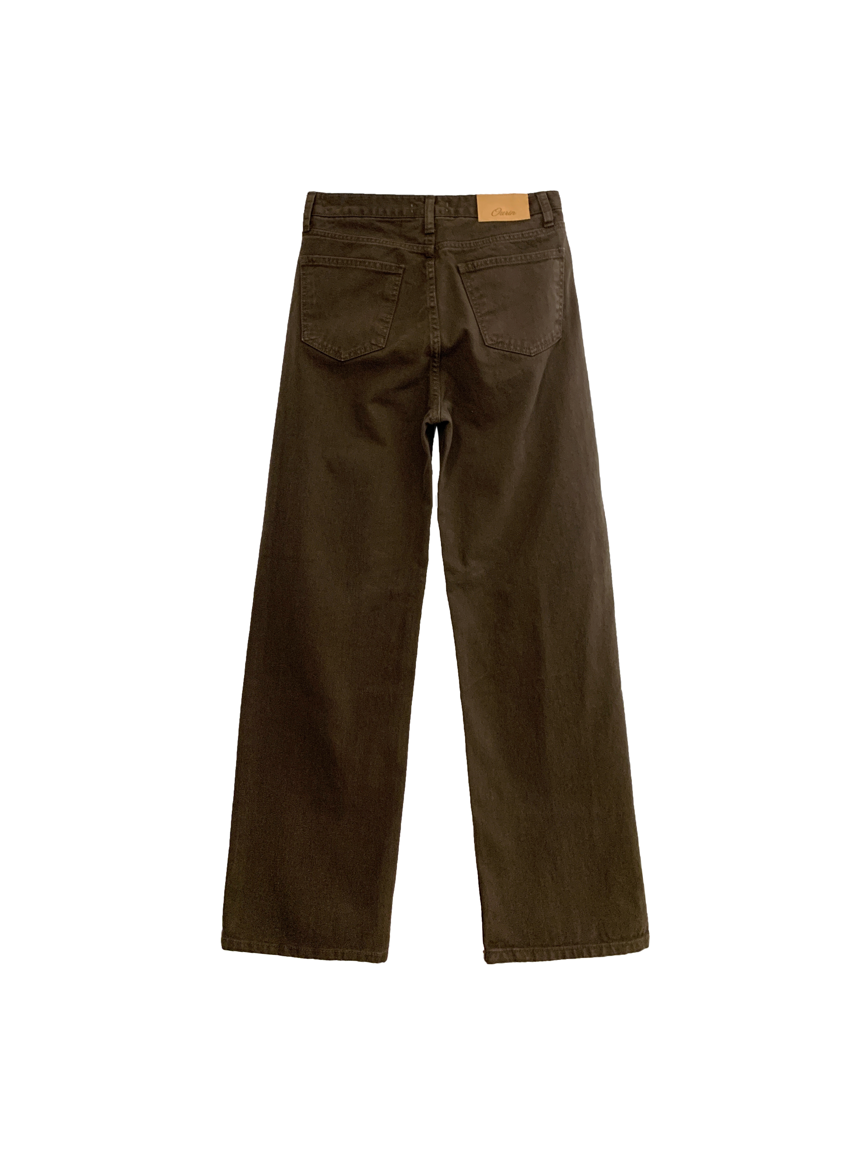 咖啡直筒牛仔褲