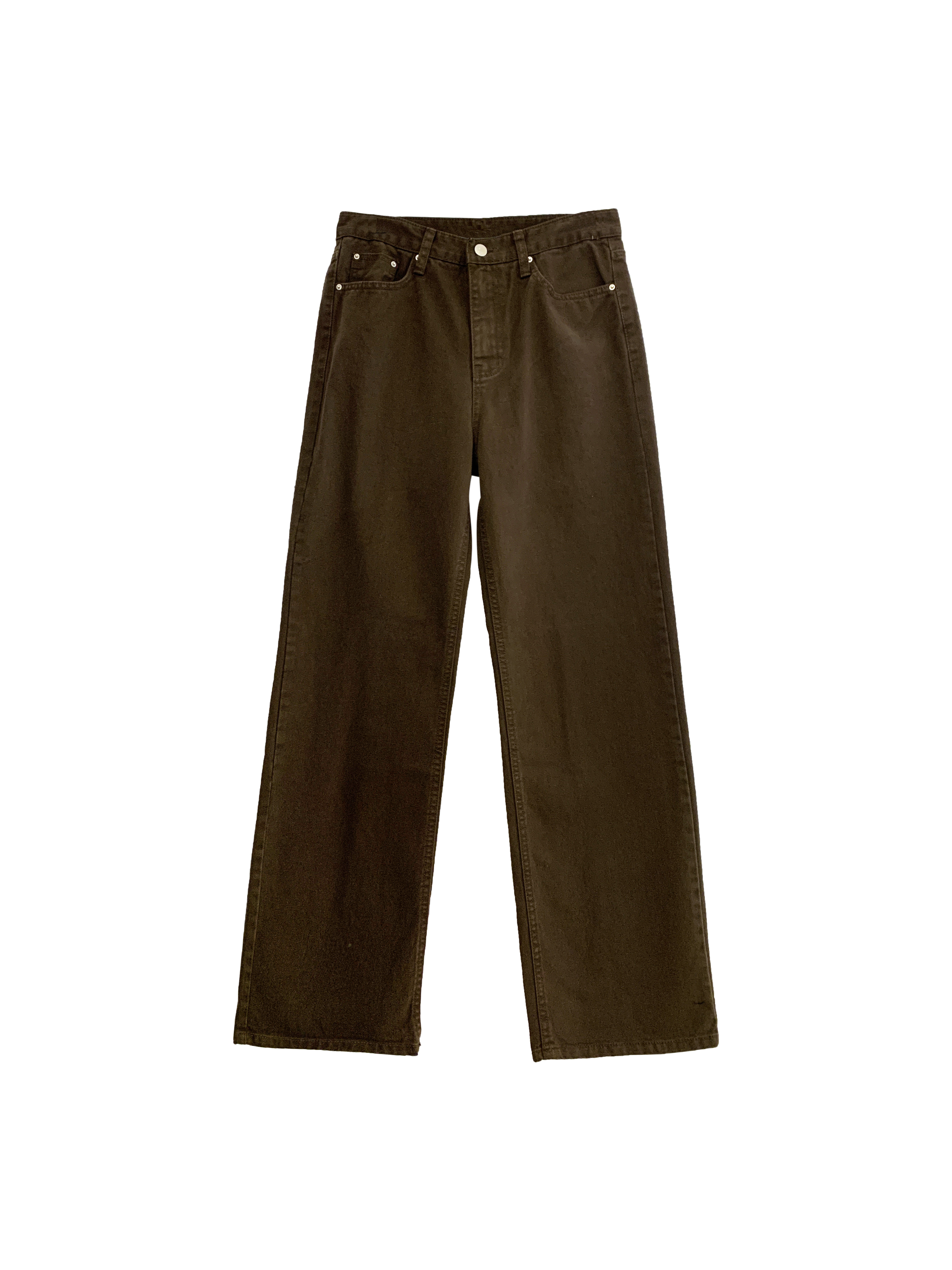 咖啡直筒牛仔褲