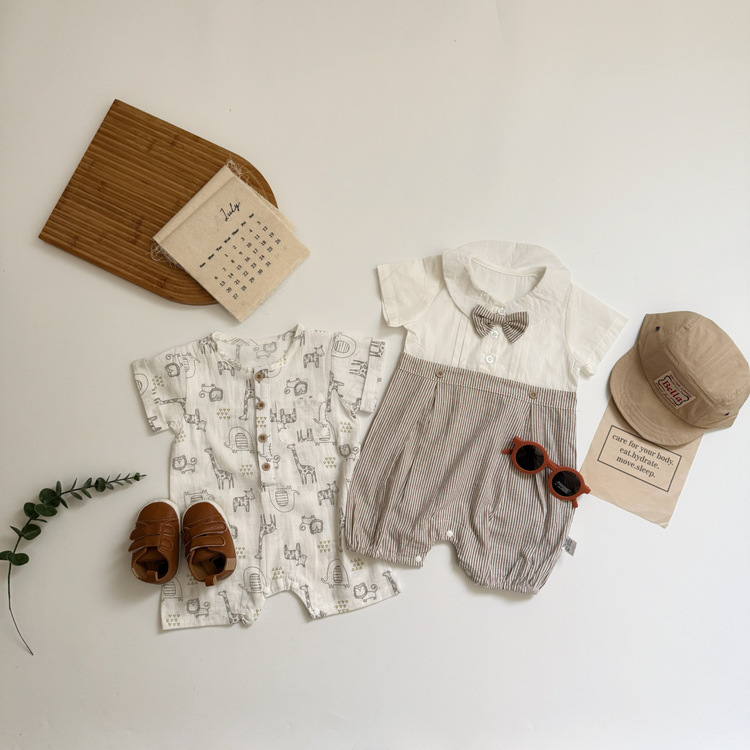 領結條紋包屁衣