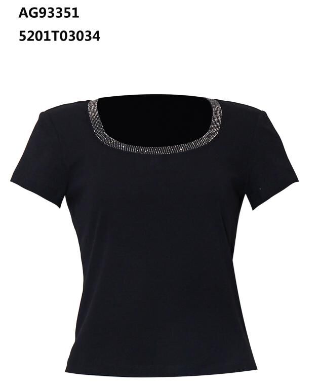 A5 ANOTHER ONE 閃石領短袖T-Shirt - 黑色｜5201T03034