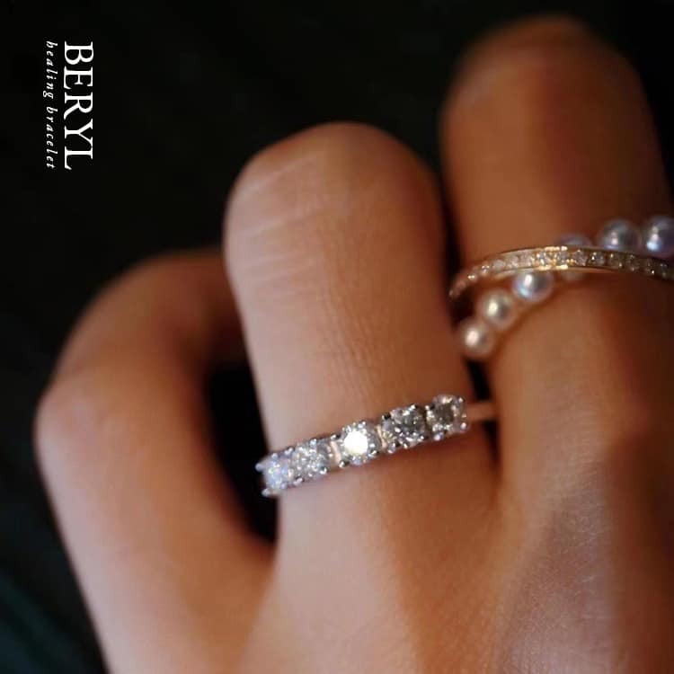 莫桑鑽純銀戒(活圍)