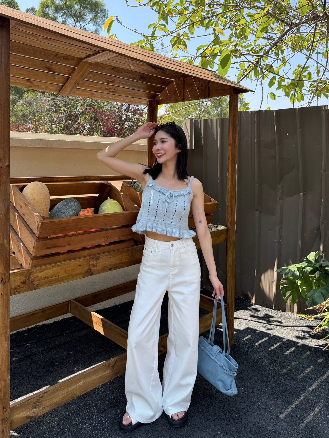 完美版型高腰牛仔寬褲