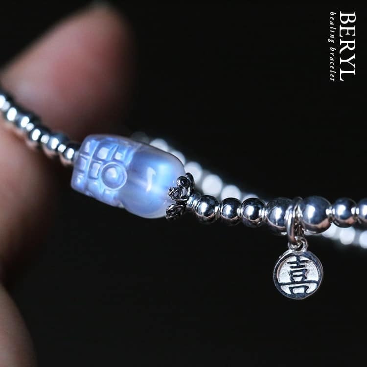 強藍光月光石貔貅手鍊