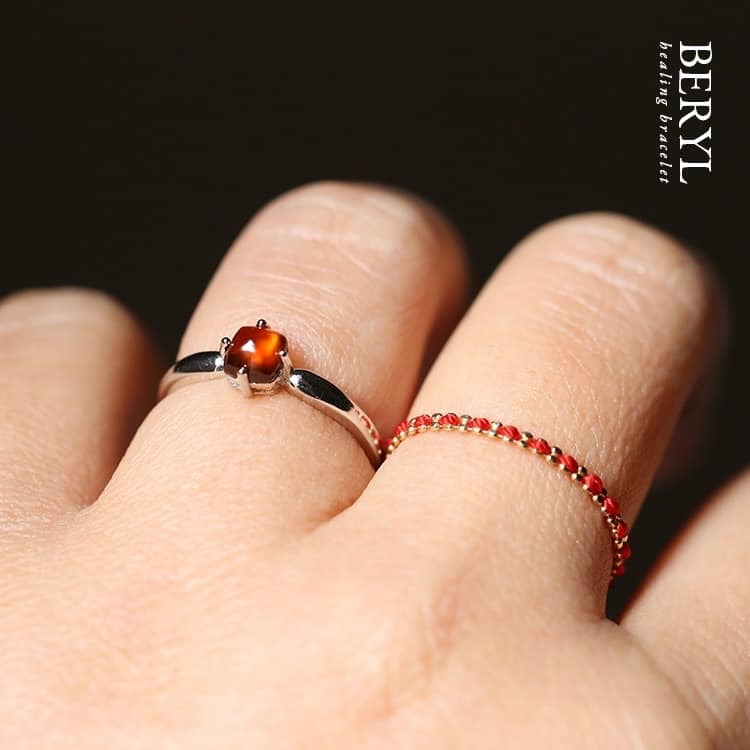 頂級日橙石榴純銀戒(活圍)
