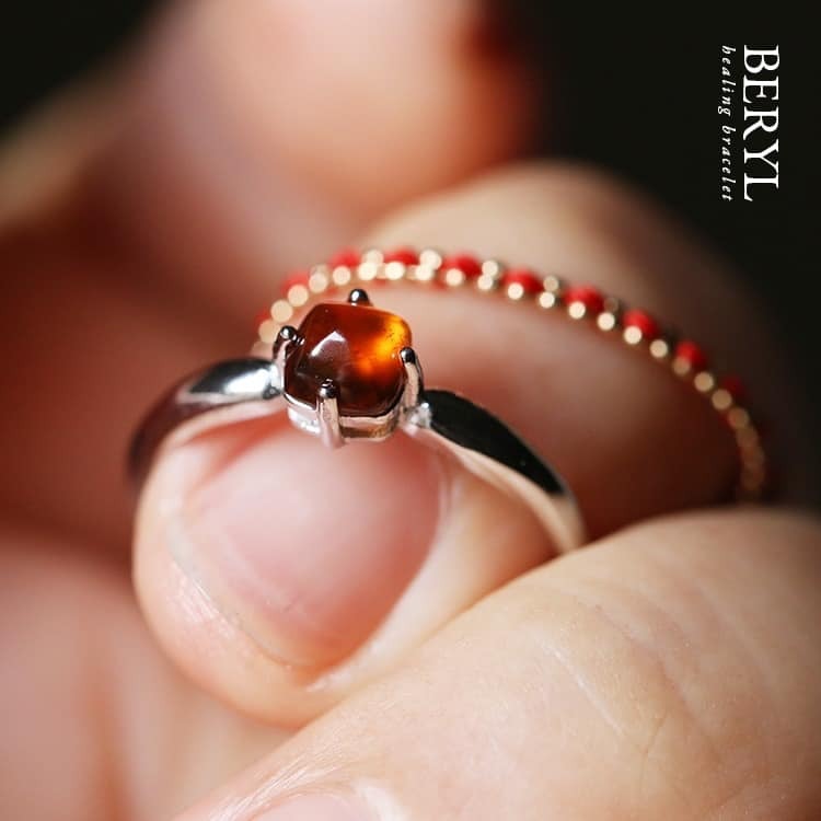 頂級日橙石榴純銀戒(活圍)