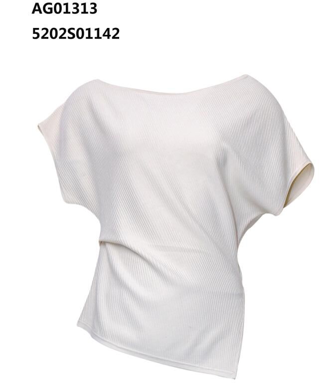 A8 ANOTHER ONE 針織不規則皺摺短身上衣 - 奶白色｜5202S01142