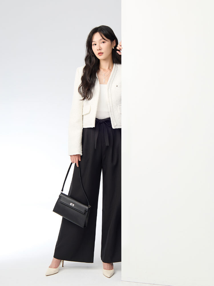 OH!HER 精緻壓邊小香風外套(30%羊毛）