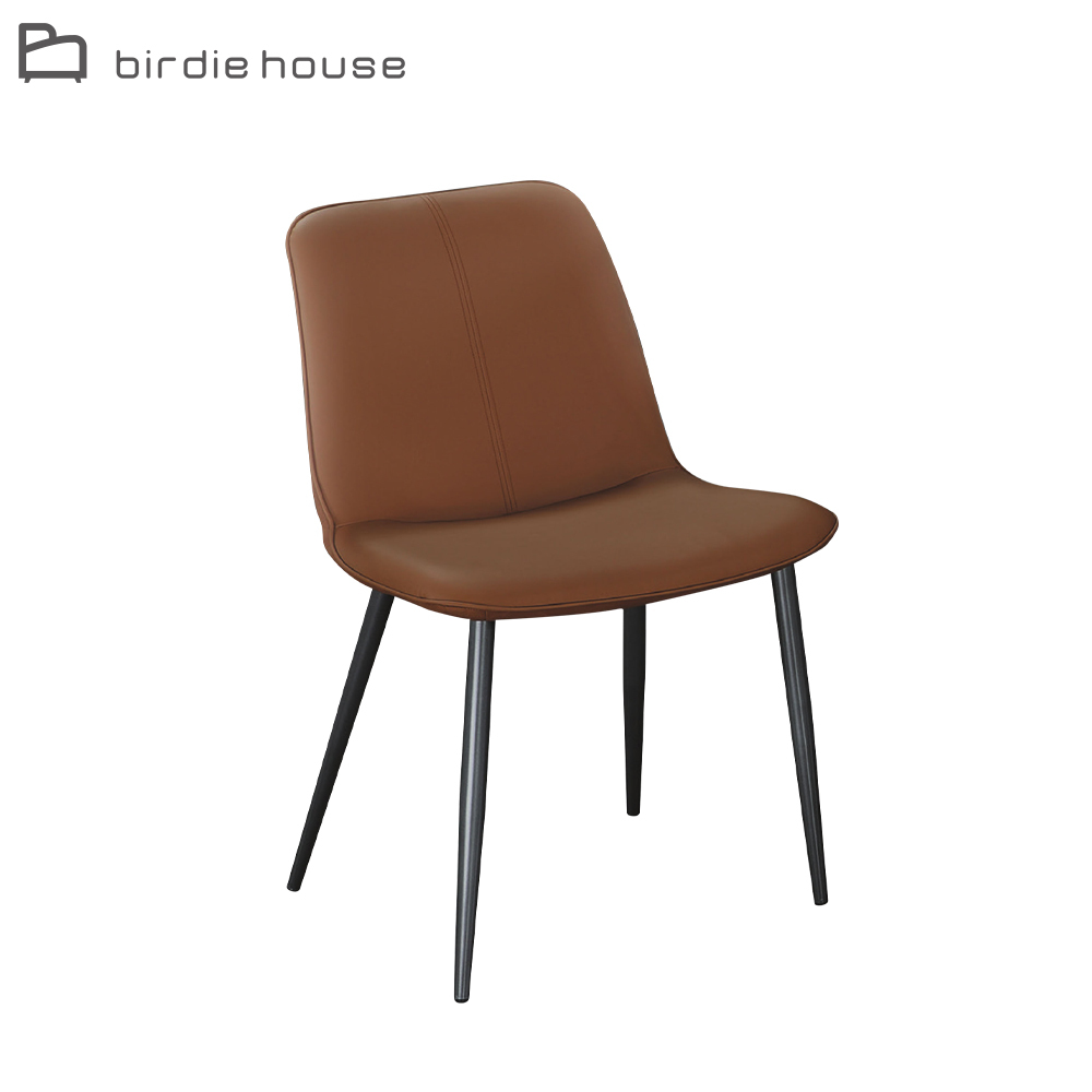 柏蒂家居-彼德工業風皮革餐椅/休閒洽談椅/單椅(兩色可選-咖啡色/灰色)