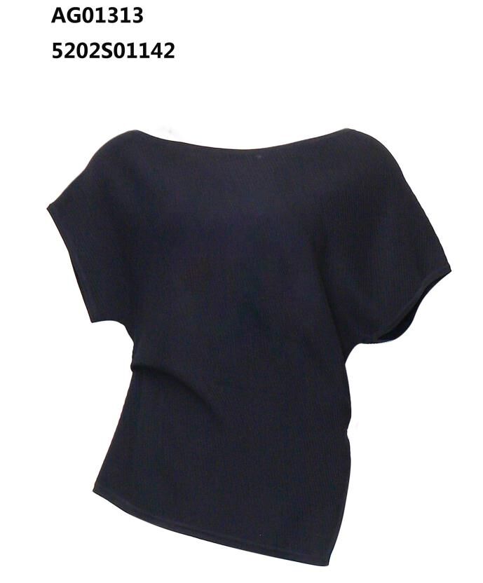 A9 ANOTHER ONE 針織不規則皺摺短身上衣 - 黑色｜5202S01142