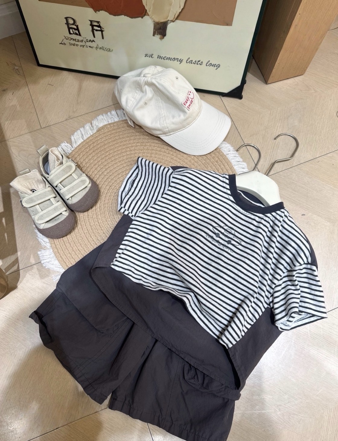 條紋小車車短袖套裝