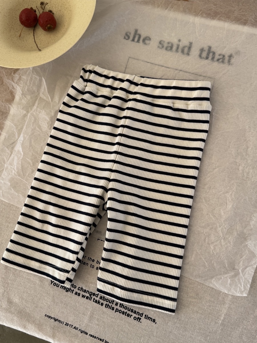 彈力條紋五分褲