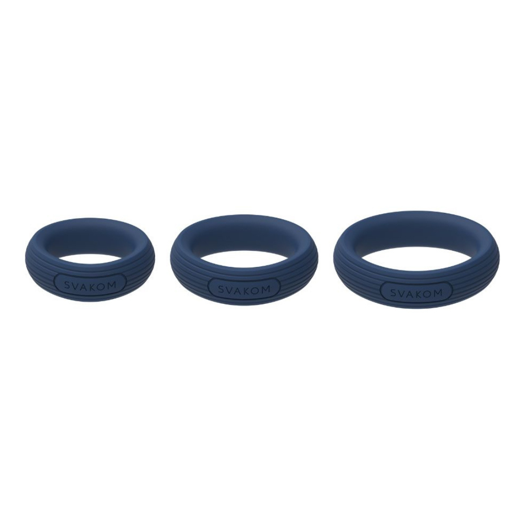 SVAKOM - Trioo 矽膠陰莖環 3件裝 深藍色