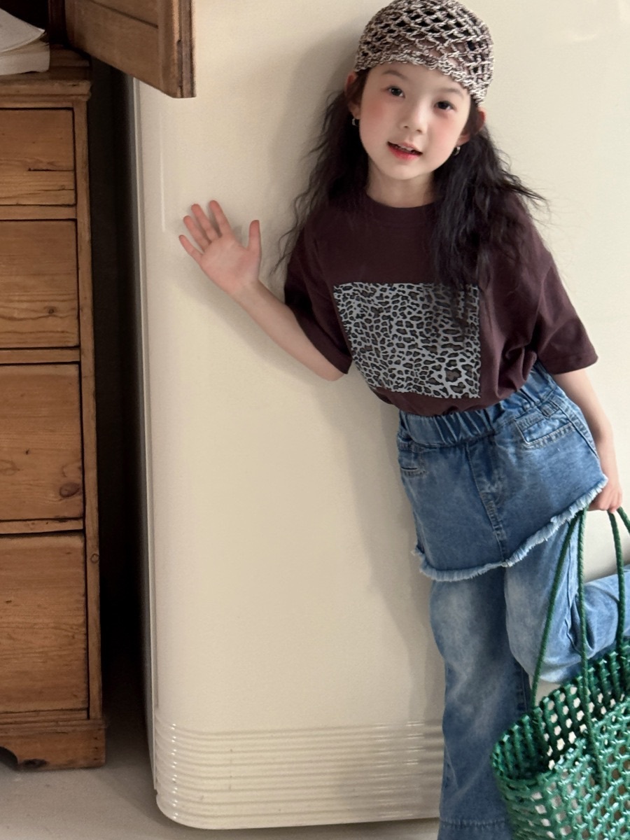 不修邊屁簾假兩件牛仔褲